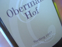 ハーデルブルグ　リースリング2007　本日のお勧めワイン