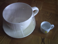 大きいカップの植木鉢