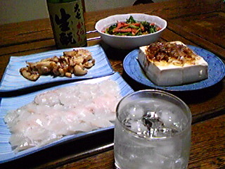 カレイの刺身 de 晩酌 ♪